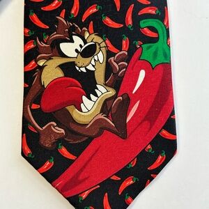 100% silk Looney Tunes Tasmanian Devil chili tie 🌶️